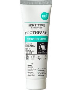 Tandpasta sensitive strong mint 75 ml Urtekram