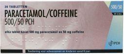 Paracetamol coffeine 500/50 20 tabletten Pharmachemie
