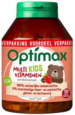 Kinder-multivit aardbei 180 kauwtabletten Optimax