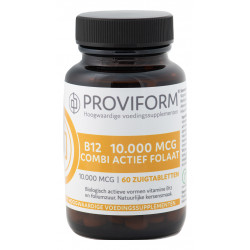 Vitamine B12 10.000 mcg combi actief folaat 60 zuigtabletten Proviform