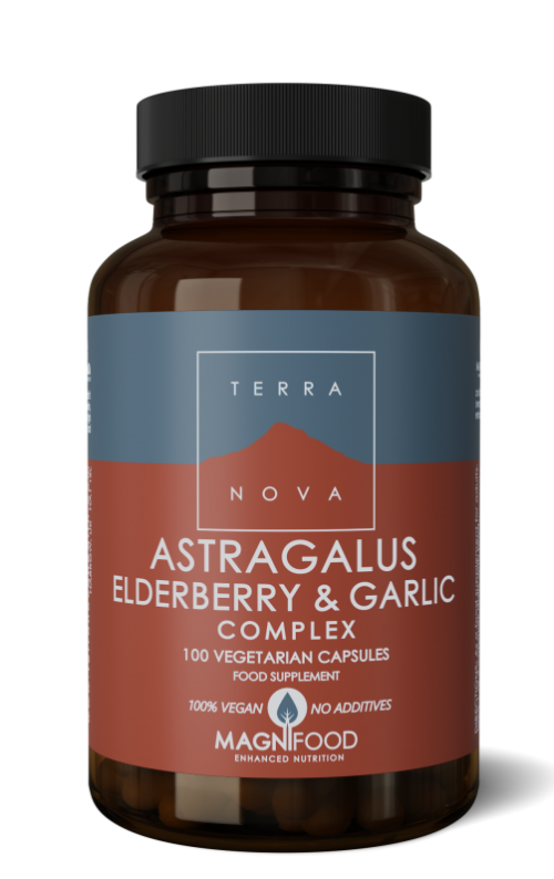 Astragalus elderberry & garlic complex 100 capsules Terranova