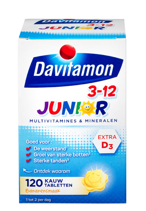 Junior 3+ kauwtabletten banaan 120 kauwtabletten Davitamon