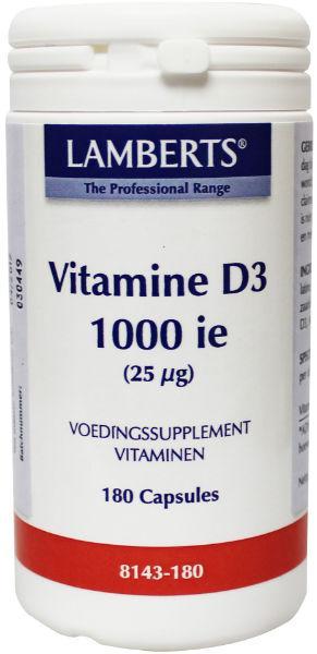 Vitamine D3 1000IE 25 mcg 180 capsulles Lamberts