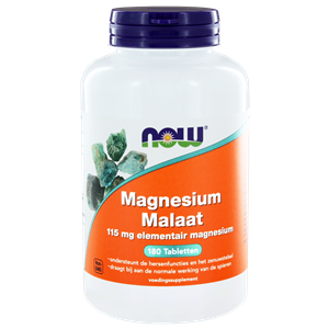 Magnesium malaat 115 mg 180 tabletten NOW