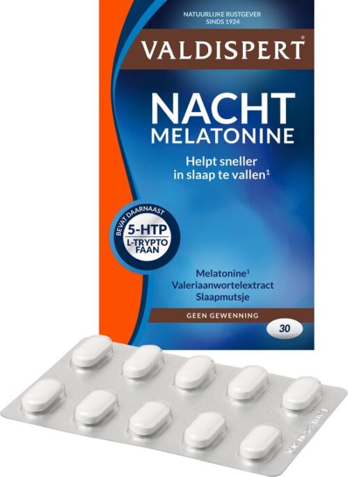 Nacht melatonine/5 HTP/l-tryptofaan 30 tabletten Valdispert