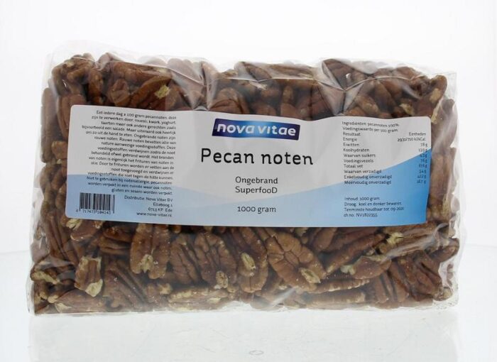 Pecannoten ongebrand raw 1000 gram Nova Vitae