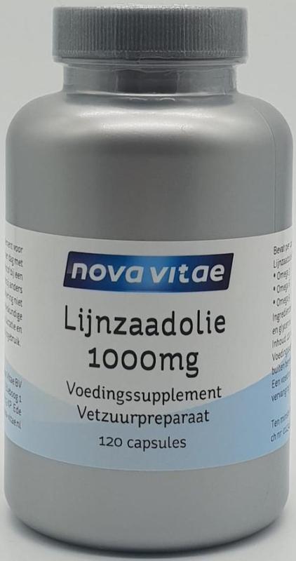 Lijnzaadolie 1000 mg puur (flaxseed oil) 120 capsules Nova Vitae