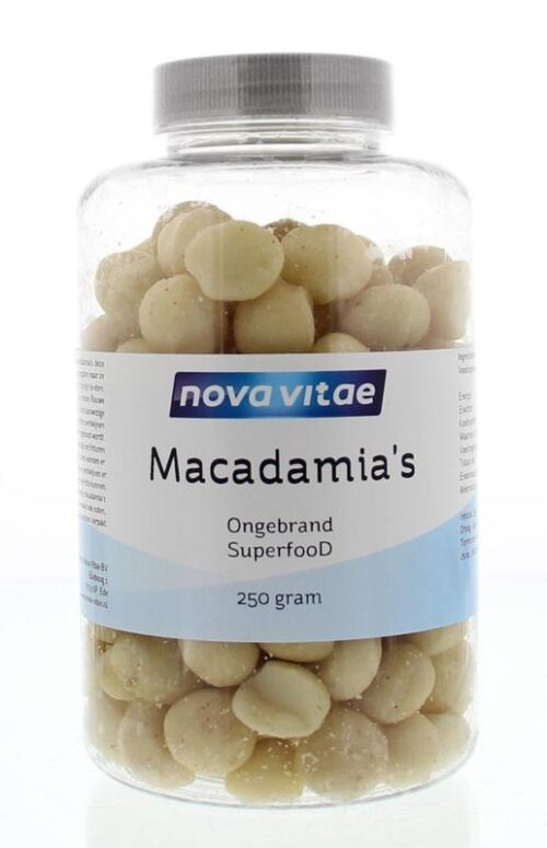 Macadamia ongebrand raw 250 gram Nova Vitae
