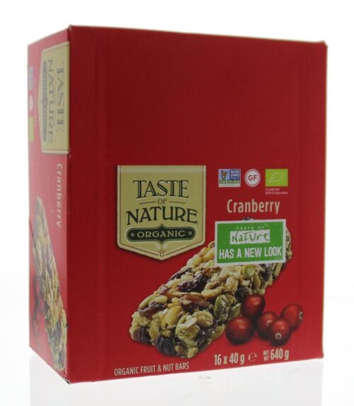 Cranberry granenrepen 16x40 gram Taste Of Nature