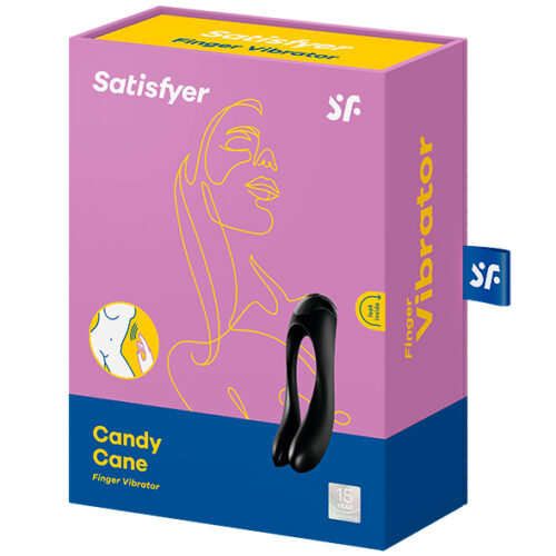 Candy Cane vinger vibrator Zwart Satisfyer