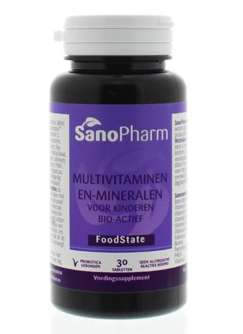 Kindermultivitaminen en mineralen foodstate 30 tabletten Sanopharm