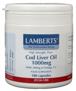 Levertraan (cod liver oil) 1000 mg 180 capsulles Lamberts