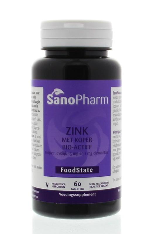 Zink 15 mg & koper 1 mg 60 tabletten Sanopharm