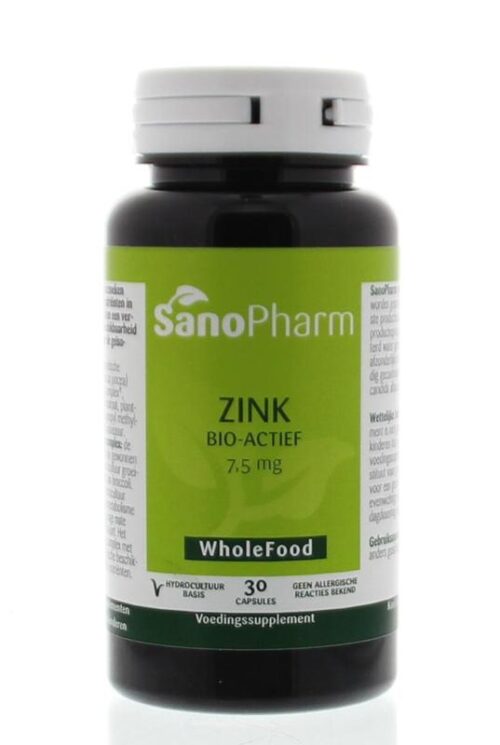 Zink 7.5 mg WholeFood 30 capsules Sanopharm