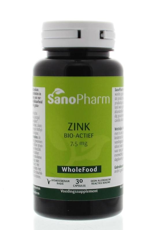 Zink 7.5 mg WholeFood 30 capsules Sanopharm
