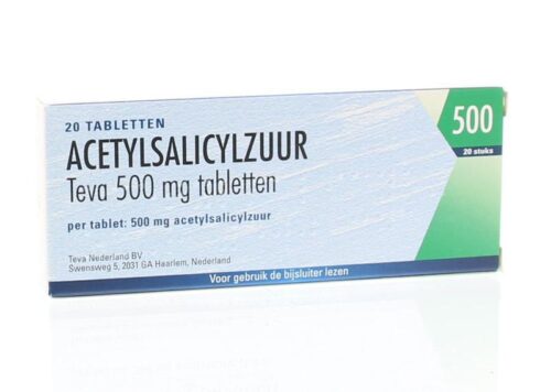 Acetylsalicylzuur 500 mg UAD 20 tabletten Teva