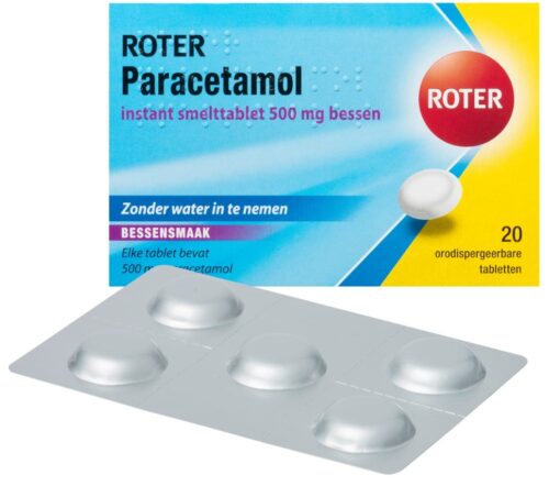Paracetamol 500 mg bessen 20 smelttabletten Roter