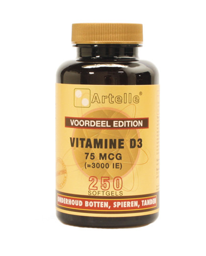 Vitamine D 75mcg 3000ie 250 capsles Artelle