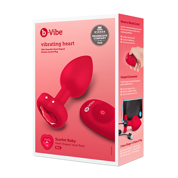 B-Vibe - Vibrerende Hartvormige Butt Plug M/L Rood