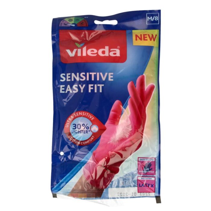 Huishoud handschoenen Sensitive Easy Fit medium 1 paar Vileda