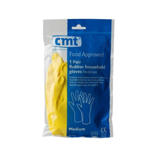 Huishoudhandschoen rubber geel large CMT