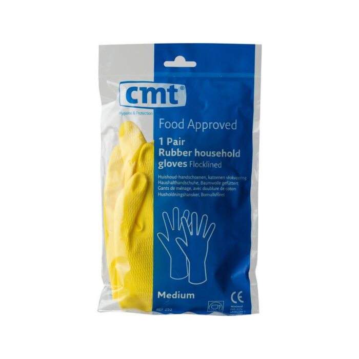 Huishoudhandschoen rubber geel smal CMT