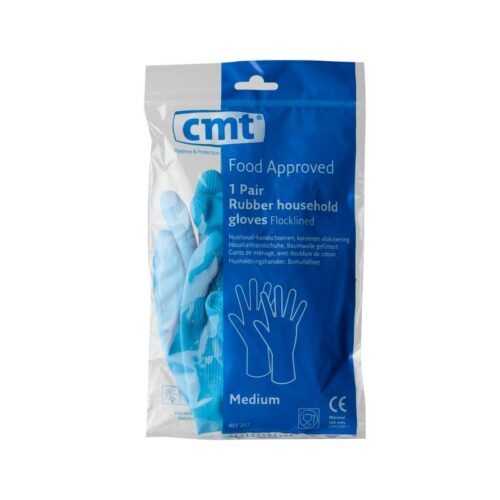 Huishoudhandschoen rubber blauw smal CMT