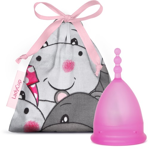 Menstruatiecup pinky hippo maat L 1 stuks Ladycup