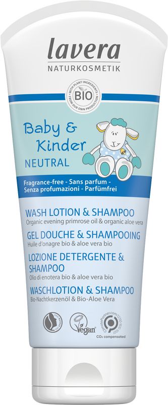 Baby en kinder sensitiv wash & shampoo 200 ml Lavera