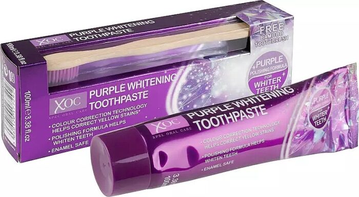 Purple Whitening tandpasta 100 ml + bamboo tandenborstel XOC