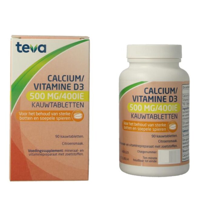 Calcium / vitamine D 500mg / 400IE 90 kauwtabletten Teva