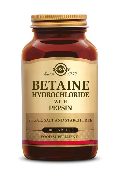 Betaine Hydrochloride with Pepsin 100 tabletten Solgar