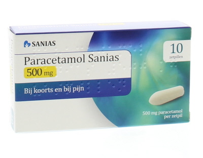 Paracetamol 500 mg 10 zetpillen Sanias